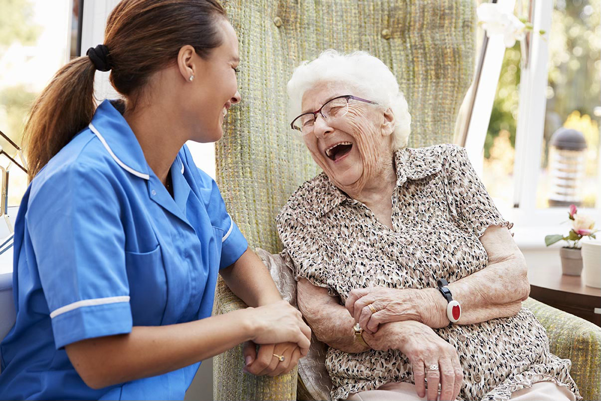 Caregiver with elderly person